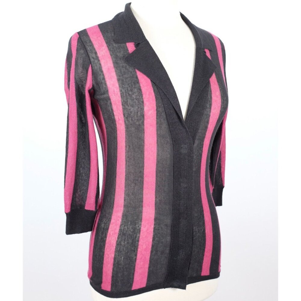 L'Wren Scott sweater cardigan sz S pink black striped Madame Du Barry